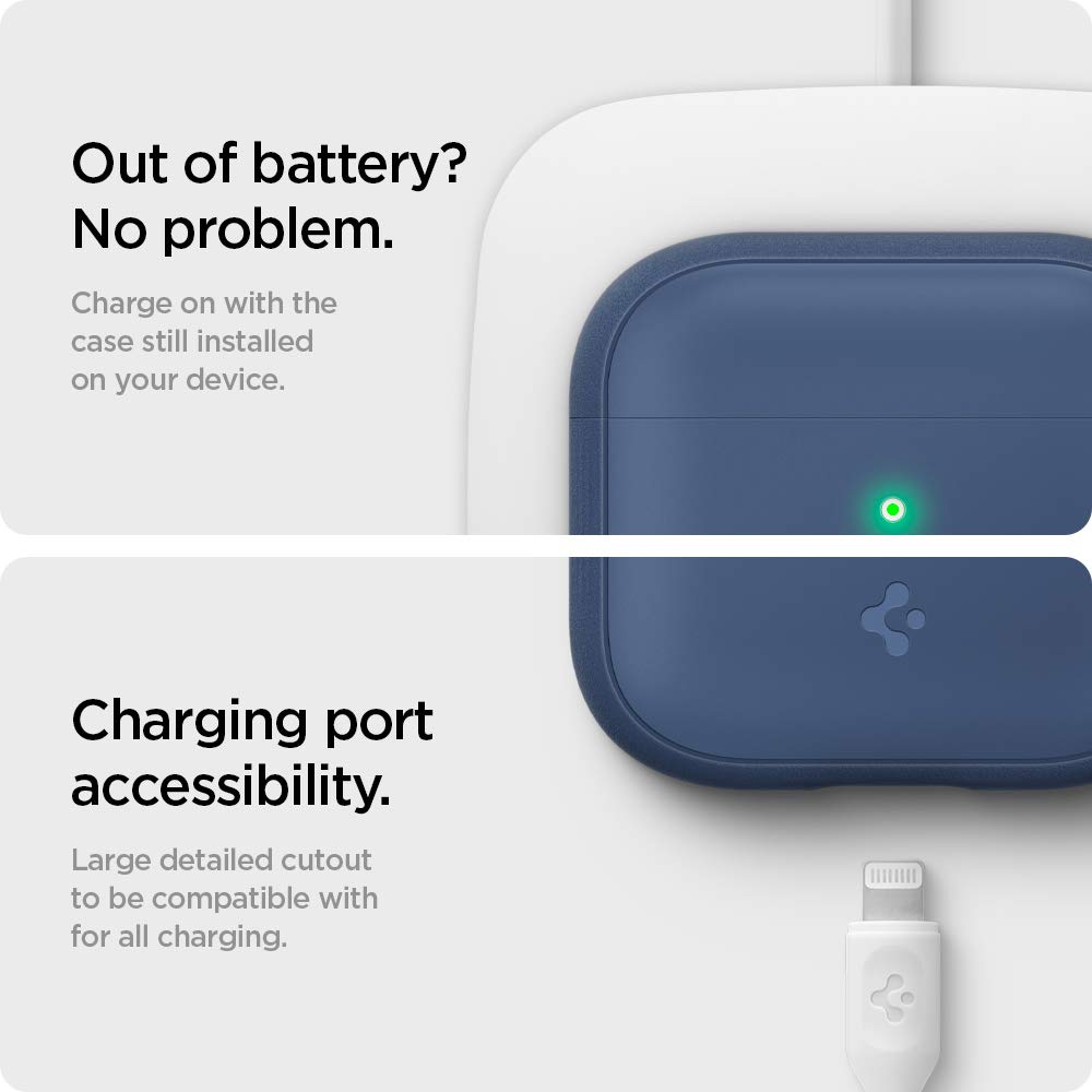 Spigen AirPods 3rd Generation Silicone PC Wireless Charging Carabiner Ring Silicone ASD02899 Case, Dual-Layer Construction, Compatible, Included,