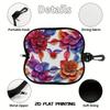 2D-Vibrant Floral Print Protective Eyewear Holder, Stylish Sunglasses Case, Portable Flower Pattern Spectacle Pouch, Travel Zipper Eyeglasses Box