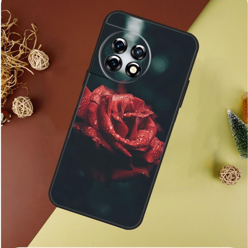 Red Rose Flower For OnePlus 13 13R 12 12R 11 9 10 Pro 8T 9RT 10T 10R Nord 4 CE 2 3 Lite N20 N30 Phone Case
