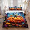 3pcs Colorful Pumpkin Lantern Print Bedding Set (1 Cover + 2 Pillowcases, Without Inserts), This Printed Bedding Set Is Soft and Comfortable
