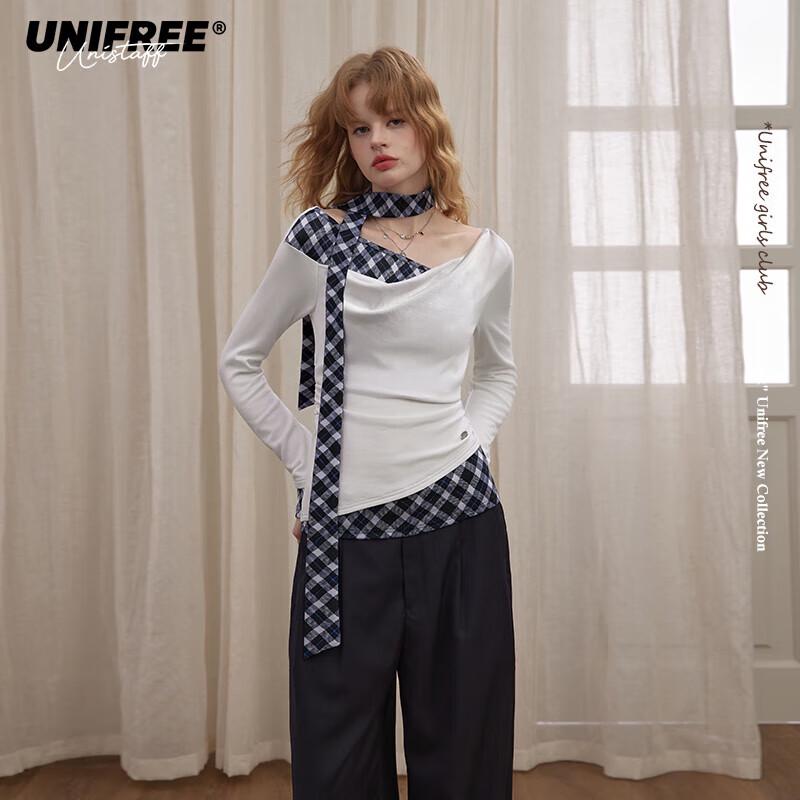 UNIFREE Контрастная облегающая футболка с шарфом, имитирующая двойку XL