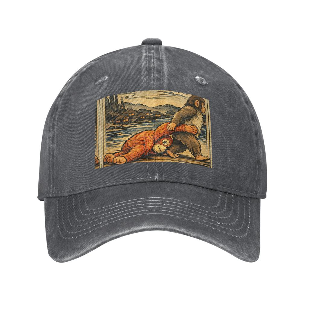 Monkey Punch Japanese Ukiyo E Art Baby Little Punch Vintage Baseball Cap Hats Visor Protection Snapback Cotton Tops Gorras
