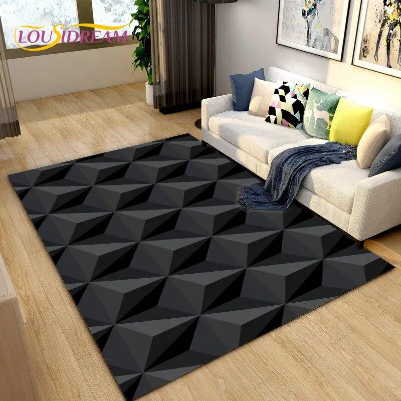 3D Abstract Geometric Visual Illusion Area Rug Large,Carpet Rug for Living Room Bedroom Sofa,Kitchen Doormat Non-slip Floor Mat