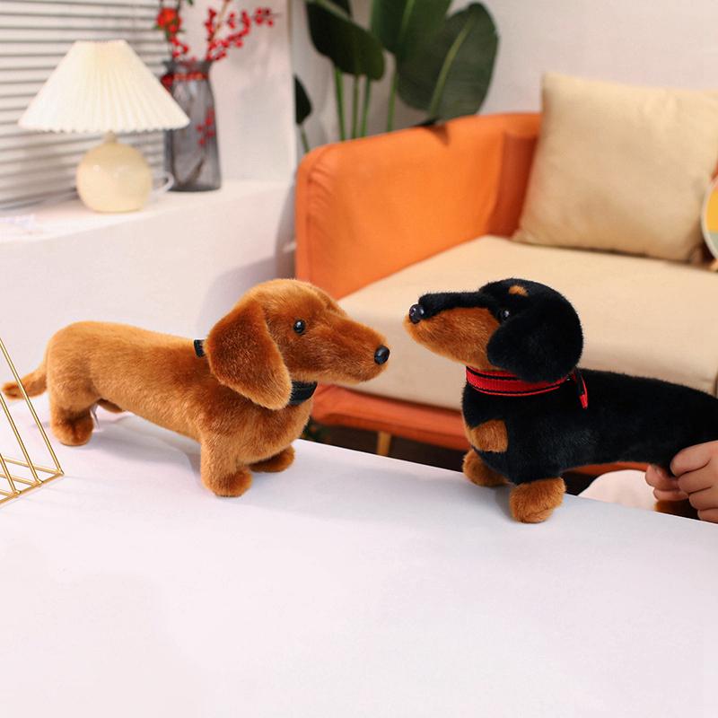 37cm Cute Realistic Dachshund Plush Toy Stuffed Animal Doll  Lovely Companion Decor Soothing Sleeping Pillow  Birthday Gift