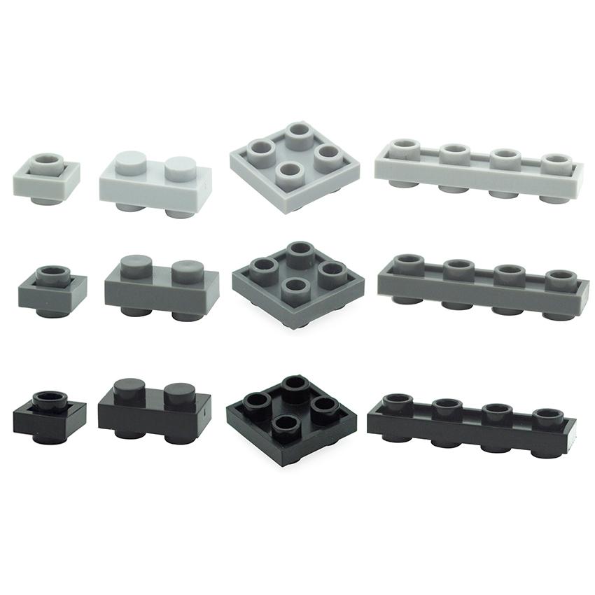50PCS Special Plates 1x1 1x2 2x2 1x4 W. Knobs Both Sides DIY Technical Bricks MOC Building Blocks Parts Creative Toys for Kids