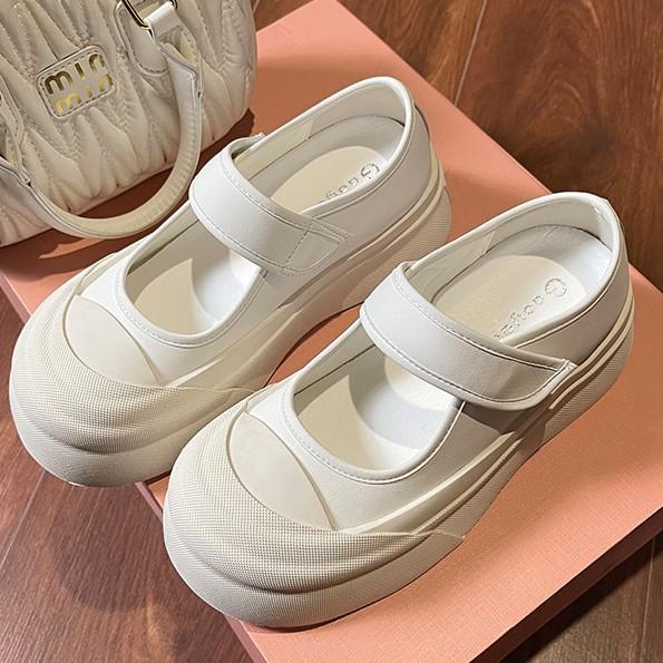 Winogronowa matka te same niewidoczne wewnętrzne podwyższenie wysokości 6 cm buty na obcasie buty Mary Jane duży czubek rzep babeczka małe skórzane buty okrągły czubek