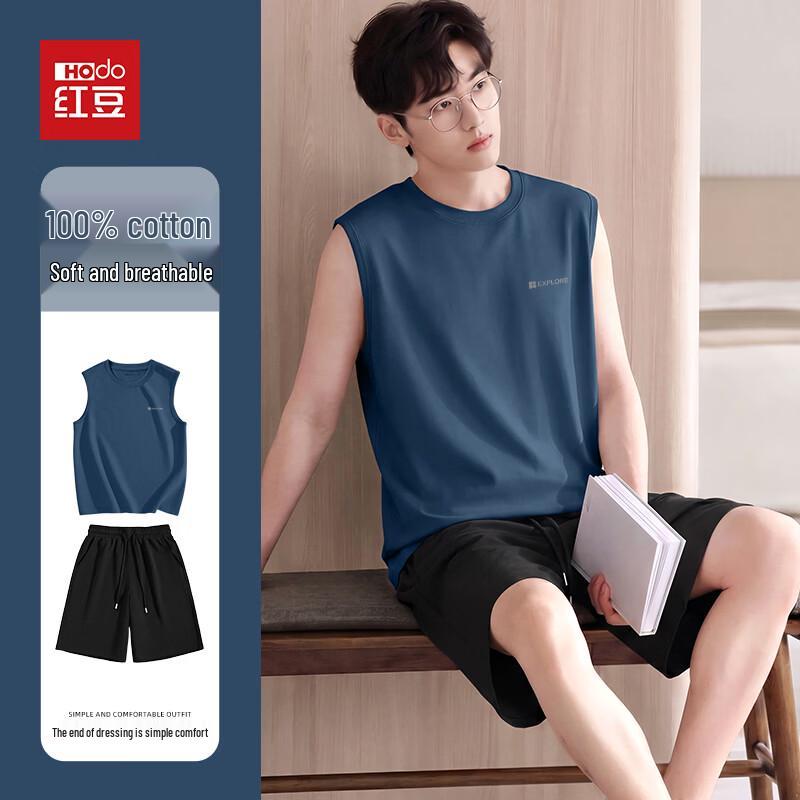 Hodo Herren Sommer Baumwolle Ärmelloses Loungewear Set