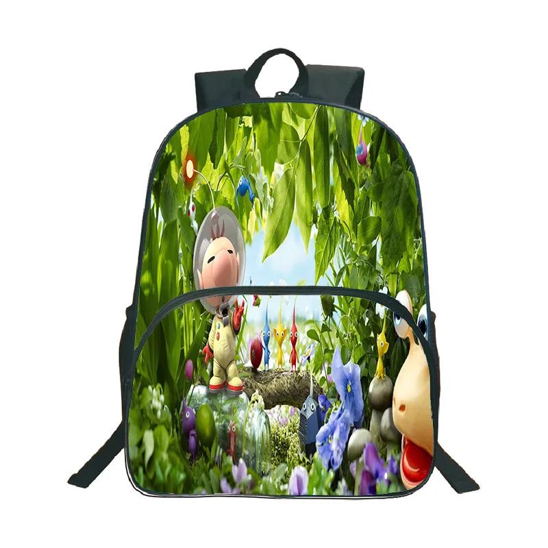 Pikmin 3D Cartoon Print Backpack Boy Girl Fashion Casual Pattern Schoolbag 16inch Fun Waterproof Knapsack DIY Custom Backpacks