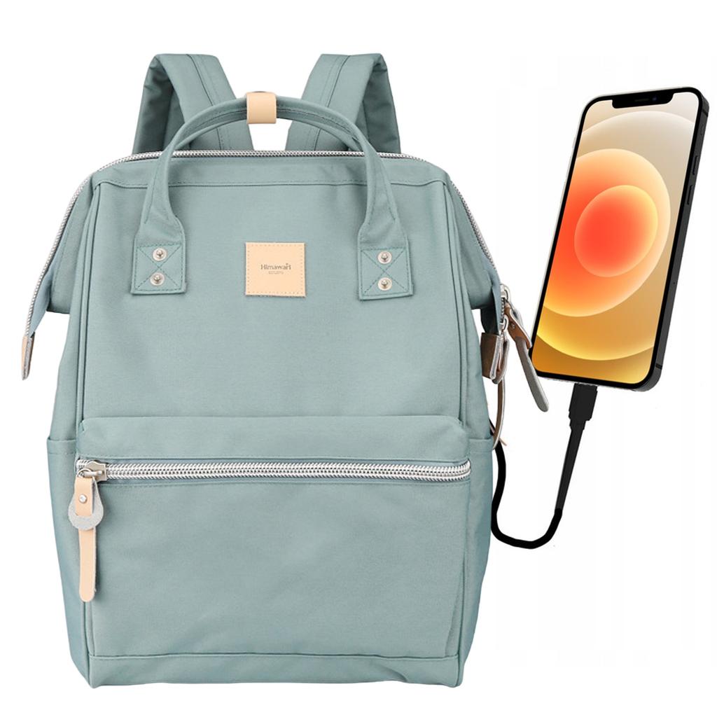 Himawari Backpack Laptop Bag 13.3 + USB Spacious Waterproof A4 Universal 19L Travel Backpack Vintage Green