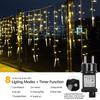 IP44 LED Ice Pendant LED Icicle Memory Curtain String lights 8 Modes Flashing Lights with Timer Christmas String Outdoor Light