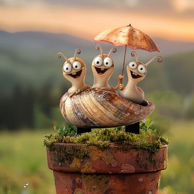 Acrylic Garden Floor Plug Cute Creative Snail Statue Sculptures Multifunctional Waterproof Snail Mini Figurine