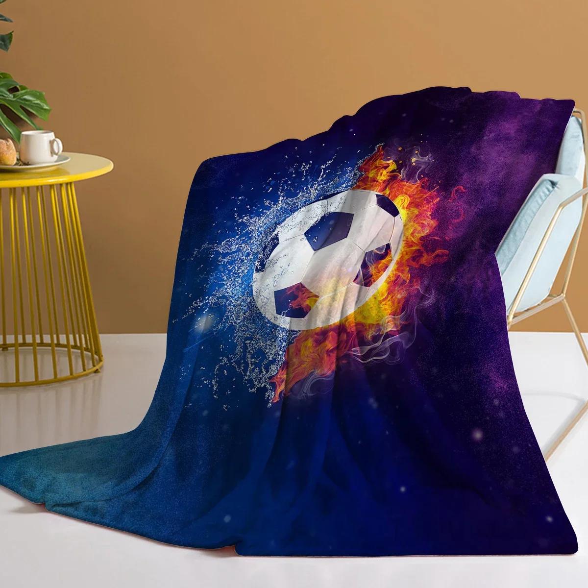 Football Fire and Water Throw Blanket Football Blanket Throw Gifts for Boys Girls Cozy Blanket for Couch Sofa Bed Living Room 75x90cm