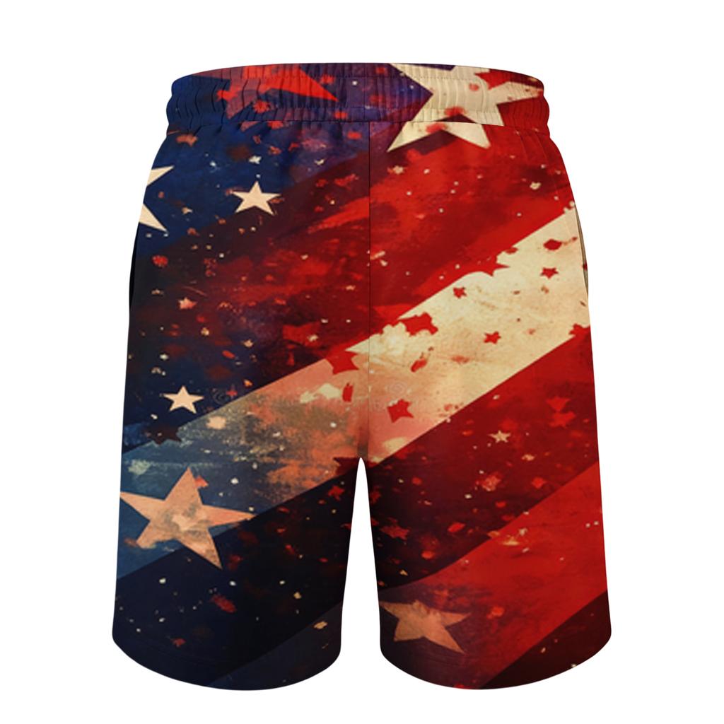 Men's Independence Day Printed Casual Drawstring Waist Shorts