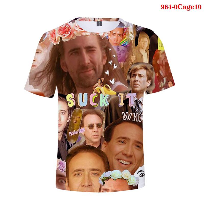 Mode Kooi Gezicht T-shirt Grappig 3D Nicolas Kim Coppola Grafische T-shirts voor Mannen Tops T-shirts Unisex Vrouwen Casual Korte Mouw