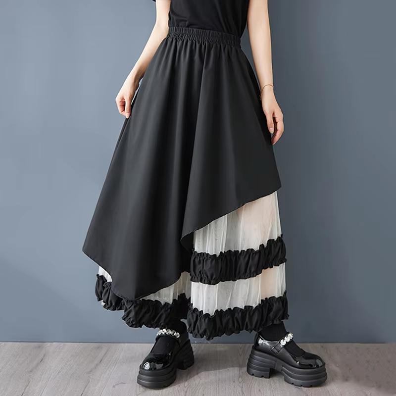 

Юбка в сеточку XITAO с асимметричным узором HQQ2436 One Size чёрный