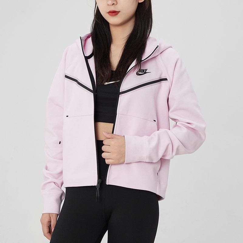 Nike Logo Print Sports Hooded Jacket Women Outerwear Pink CW4299-695