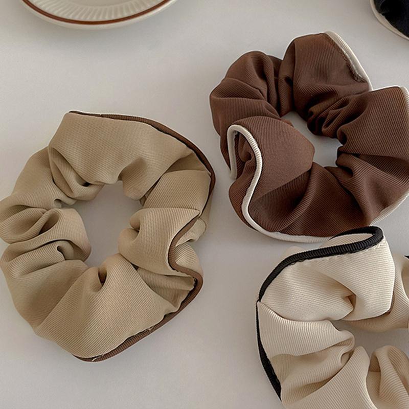 Ponytail Holder Hair Tie Elegant Black White Hair Scrunchies Milk Coffee Color Large Intestine Hair Ring Hair