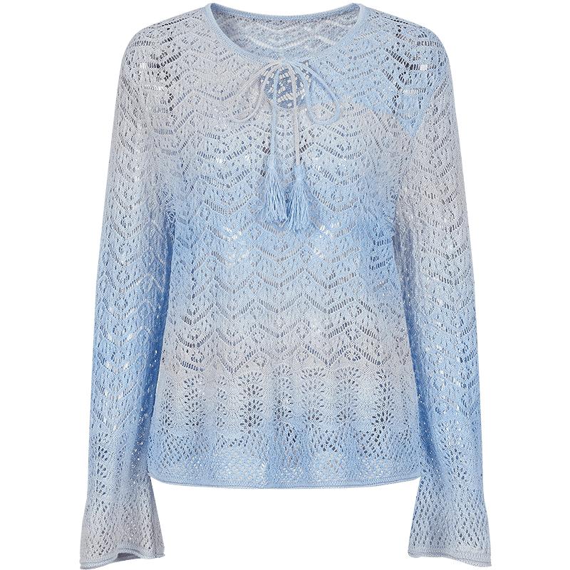 Women s Gradient Hollow Crochet Cardigan S