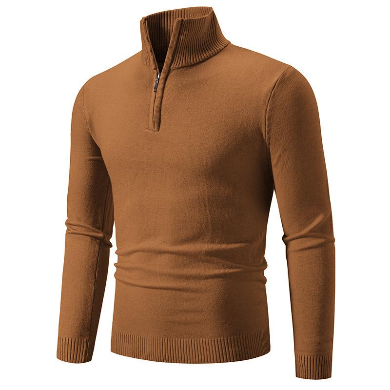 Men’s Plus Size Fleece Lined Half Zip Mock Neck Knit Sweater