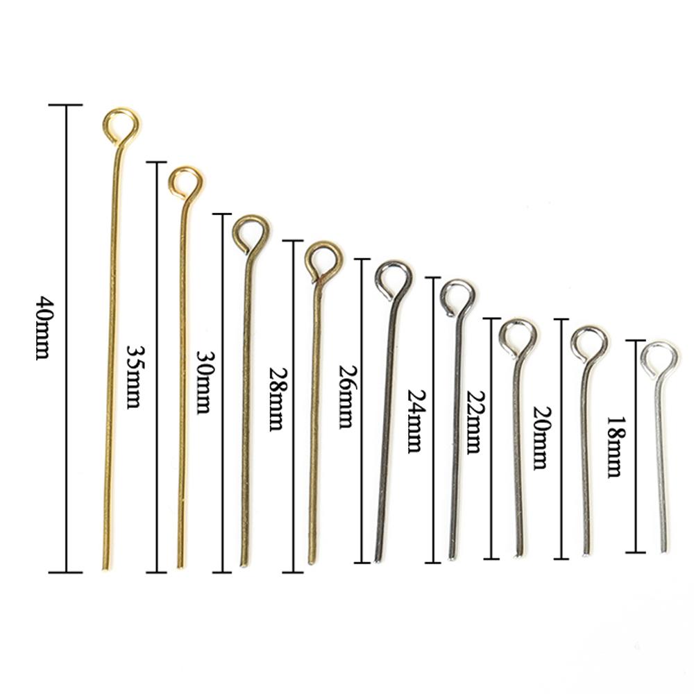200pcs/lot 18-20mm Metal Eye Pins Needles Eye Pins for DIY Necklace Bracelet Earrings Jewelry Making Components Wholesale