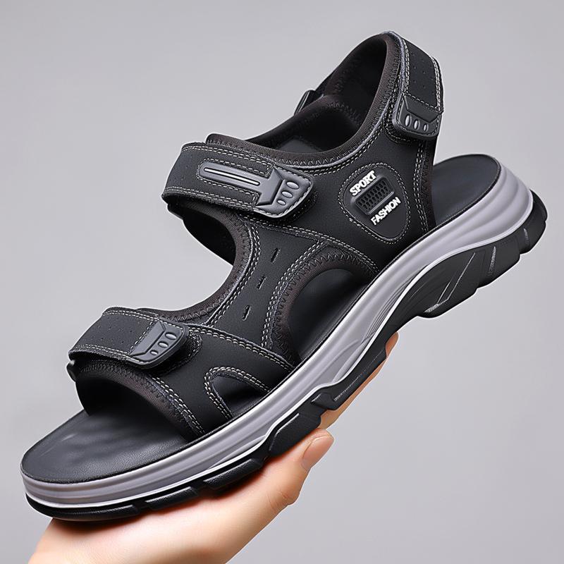 Mode 2024 Sommer Herren Weiches Leder Herren Ledersandalen Atmungsaktiv Rutschfest Rindsehnensohle Lässige Lederschuhe Outdoor Strandschuhe