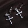 925 Sterling Silver Cross Stud Earrings with Zirconia for Women – No Piercing Needed