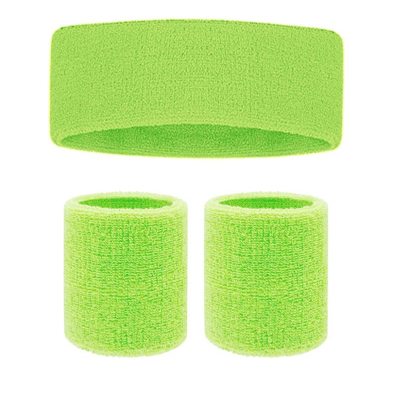 Sports Fitness Cycling Basketball Badminton Breathable High Elastic Polyester Cotton Sweat Absorbing Headband Hand Guard Wrist Headband Set