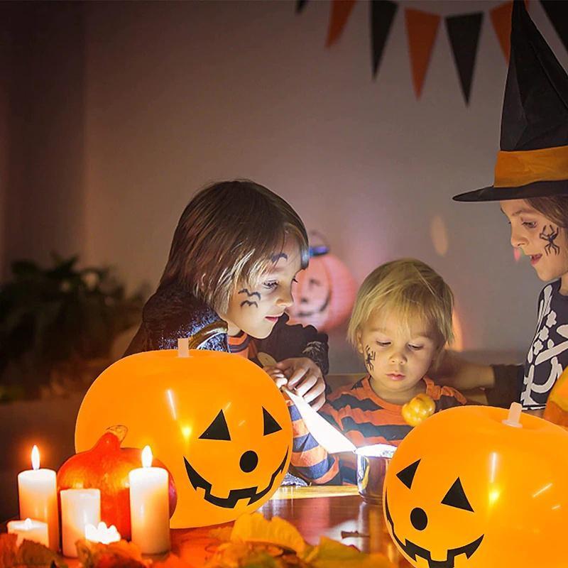 5PCS Halloween Pumpkin Lantern Balloons Inflatable LED Luminous Balloon with Light Glow In The Dark Kids Toys Halloween Party Decor