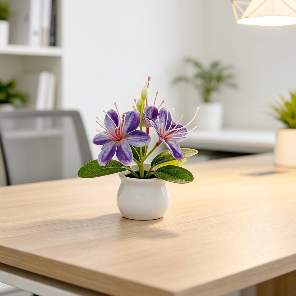 Mini Jasmine Faux Plant With Plastic And Soft Gel For Home Decor And Photography Props