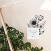 Self Adhesive Black and White Flower Switch Plate Stickers Peel and Stick Removable Waterproof