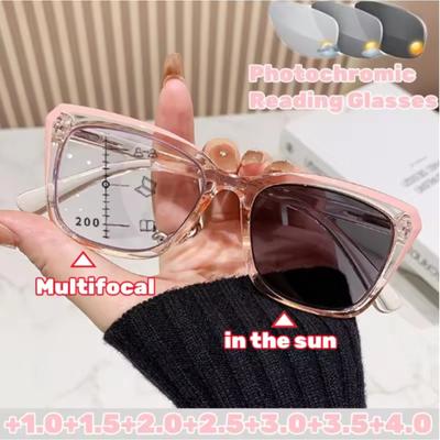 Fashionable Multifocal Color Changing Reading Glasses for Women, High-definition Distance and Distance Dual-use Reading Glasses
