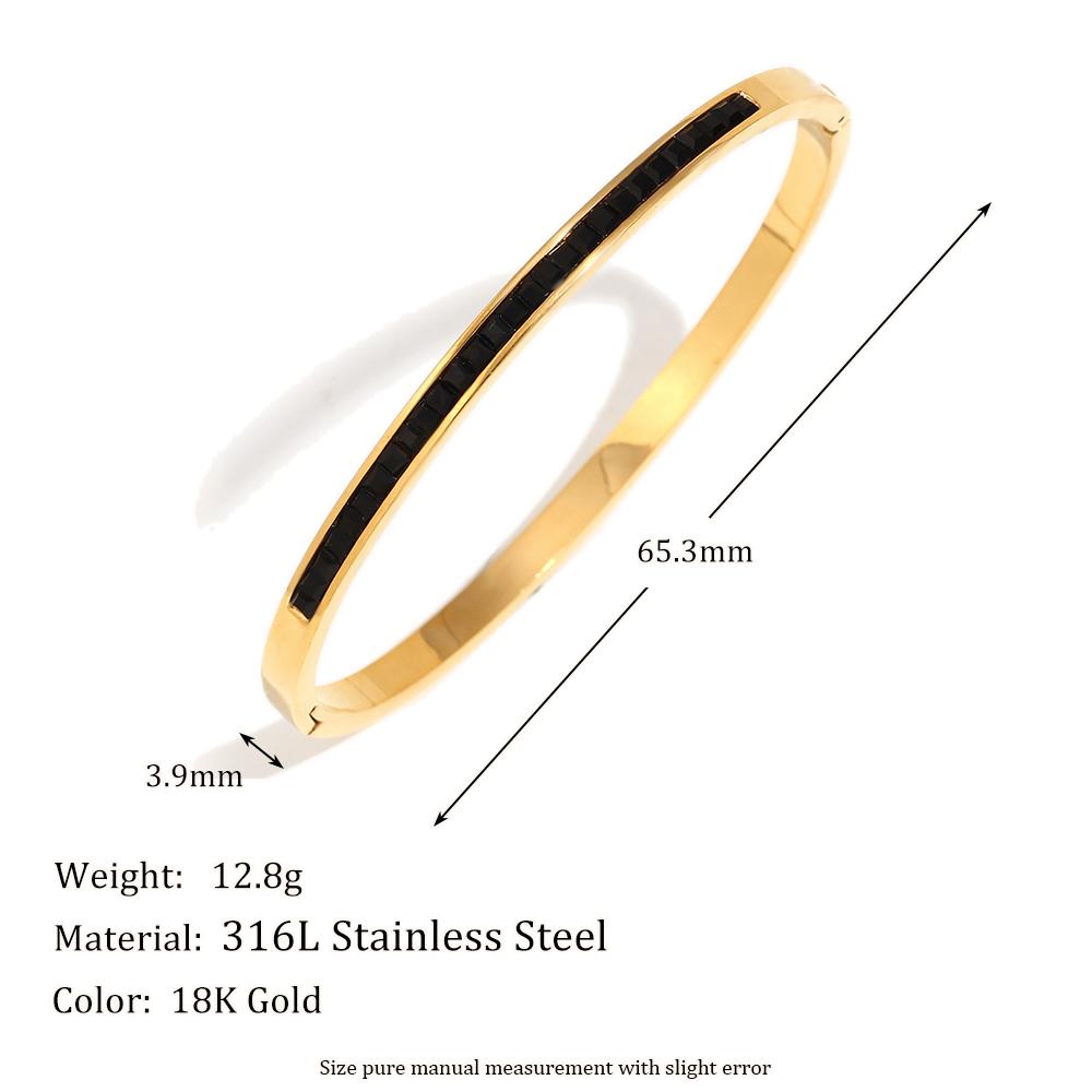

MamacitaSlay 316L Stainless Steel Zircon Bangle 18K Gold Plated Waterproof Jewelry For Women Minimalist Stackable Bracelet Gift чёрный