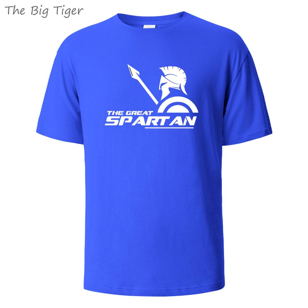 Spartan Printing Summer Cotton Mens Tee Lightweight Round Neck Breathable Fabric Casual Simple Style Tshirt Men TShirt