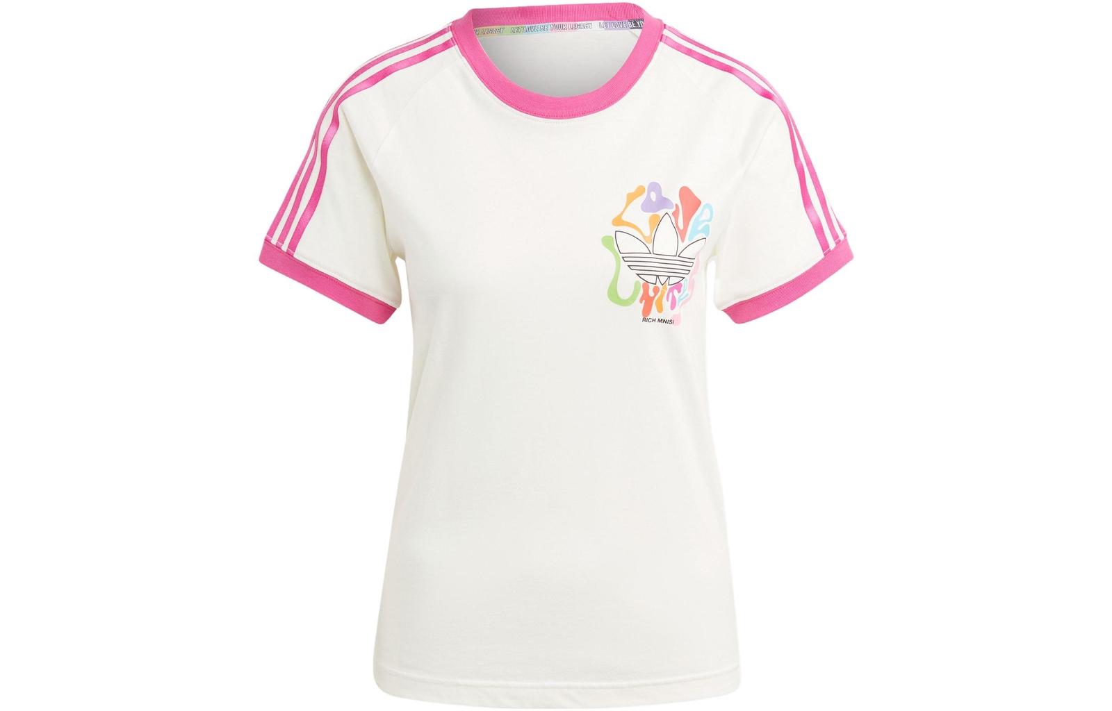 adidas Pride RM 3-Stripes Tee with Trefoil Logo Print Retro American T-Shirt XXS