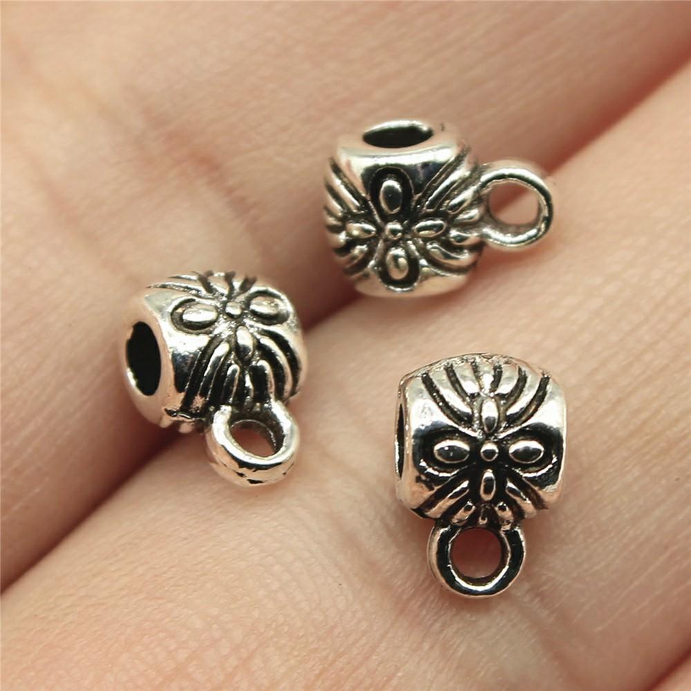20pcs Bails Beads Connector Charms Jewelry Findings DIY Bails Beads Charms Connector Wholesale Antique Silver Color