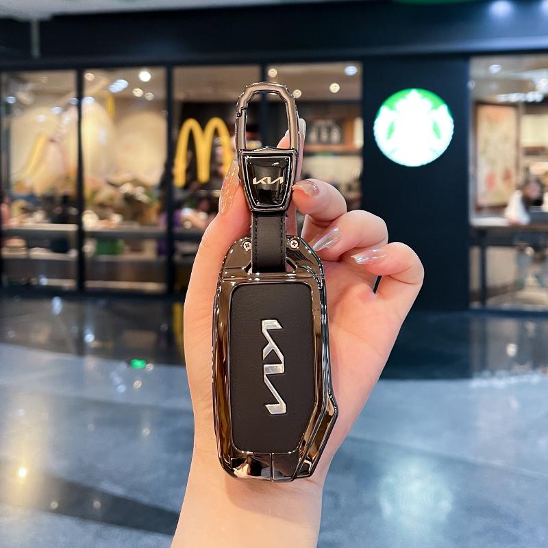 Zinc Alloy Style Leather Car Key Case Cover Protection Shell For Kia Sportage Ceed Xceed Sports K5 Seltos 2019 2020 2022 2023
