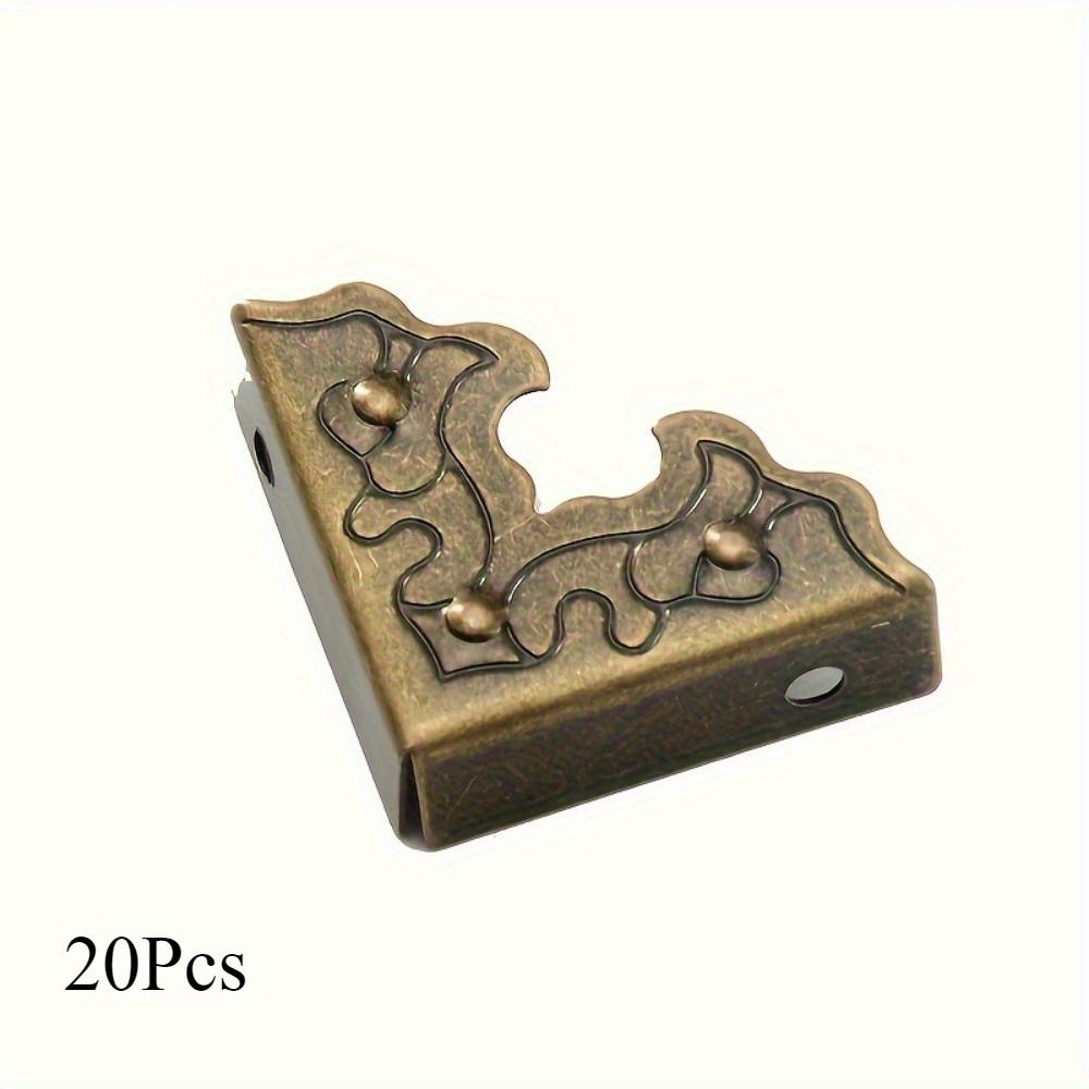 20Pcs Antique Furniture Accessories Metal Corner Protector Metal Crafts Jewelry Box Edge Safety Guard Cover Wooden Box Decorative Corner Protector