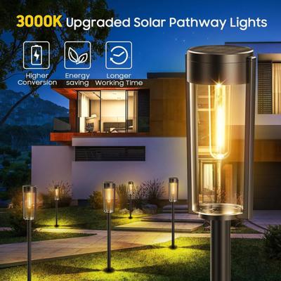 Solar Lawn Light Outdoor LED Solar Garden Light with Auto On/Off Pathway Light with Spike for Yard Patio Driveway Walkway Decor