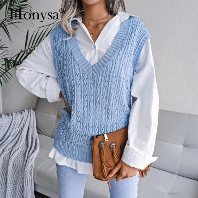 

Вязаные свитера для женщин, мода 2023, осенне-зимняя одежда, повседневный клетчатый свитер, жилет, женские пуловеры, белый, синий, розовый, серый M хаки