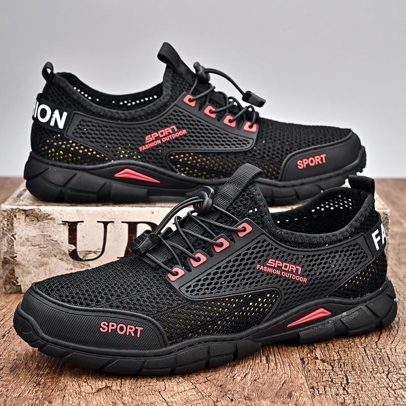 New Men's Shoes Summer Breathable Thin Hollow Sports Running Mesh Shoes Men's Mesh Lightweight Mesh Trendy Shoes