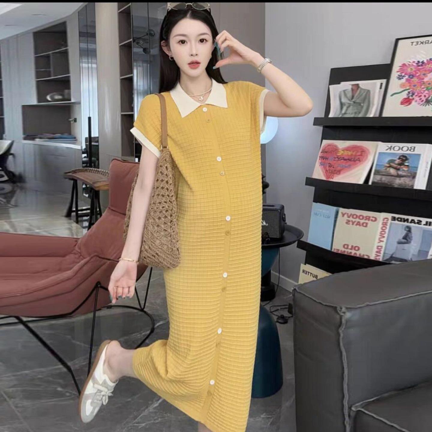 Korean Style 2026 Summer Slimming Lapel Dress Medium