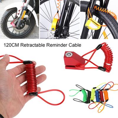 Câble de rappel de verrouillage de frein à disque 120CM fil d'acier rétractable couleur vive moto VTT antivol sécurité verrouillage de disque corde chauffante