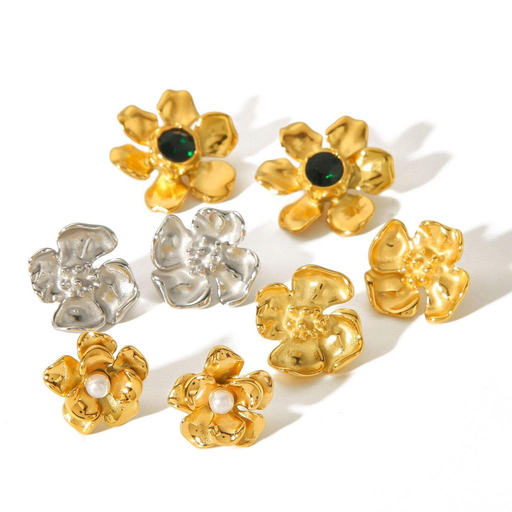 Fashion Irregular Geometry Ladies Stud Earrings 18K Gold Plated Stainless Steel Premium Texture Luxury Jewelry for Gift