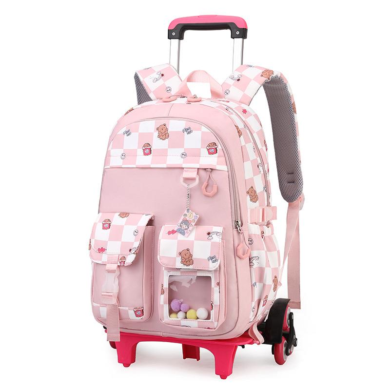 Zaino Scolastico per Bambini Zaino Cartone Animato per Studenti con Ruote Borsa Porta Libri Carina Zaino Scolastico su Ruote per Bambine Bambini Zaini con Ruote
