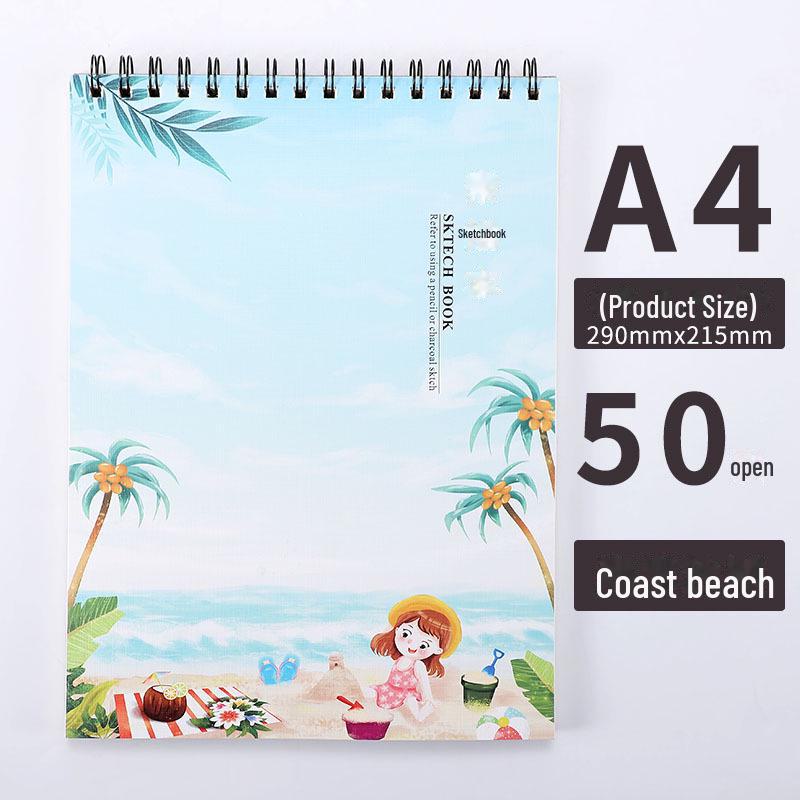 Thickened A4 Coil Sketchbook: Blank, Simple, Colorful Art Journal for Students and Kindergarten.