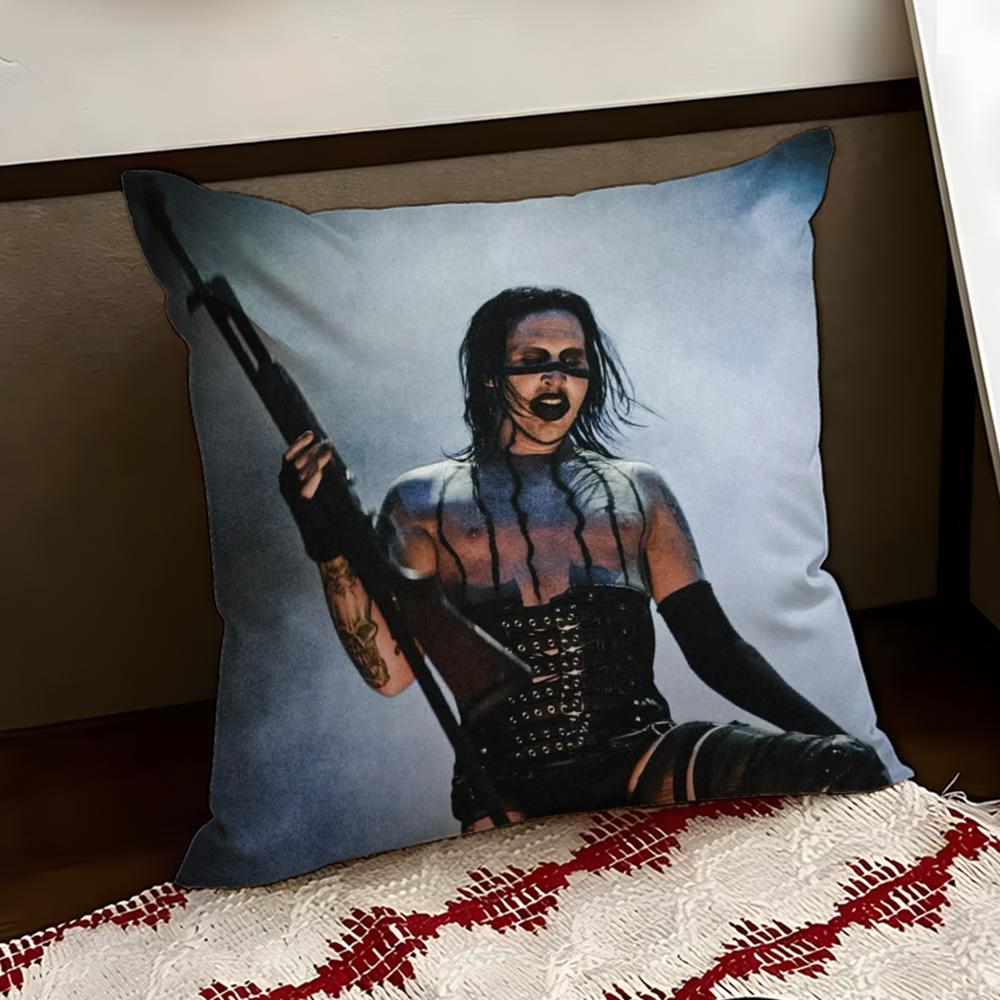 MMarilyn MManson Cushion Cover Reversible Soft Durable Pillow Cover Home  Car MultiScene Use for Daily Comfort