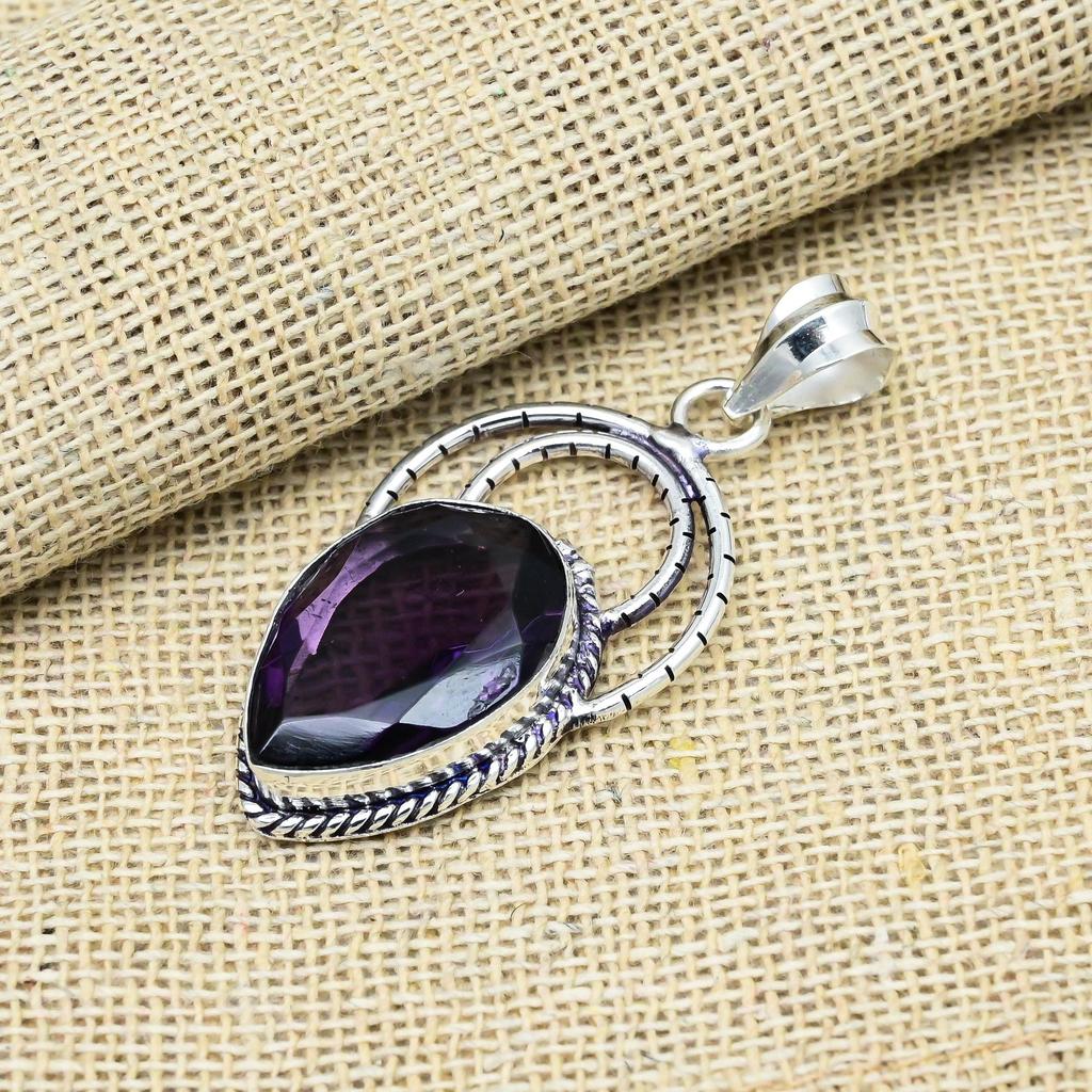 Amethyst Gemstone Handmade 925 Sterling Silver Adorable Pendant For Thanksgiving