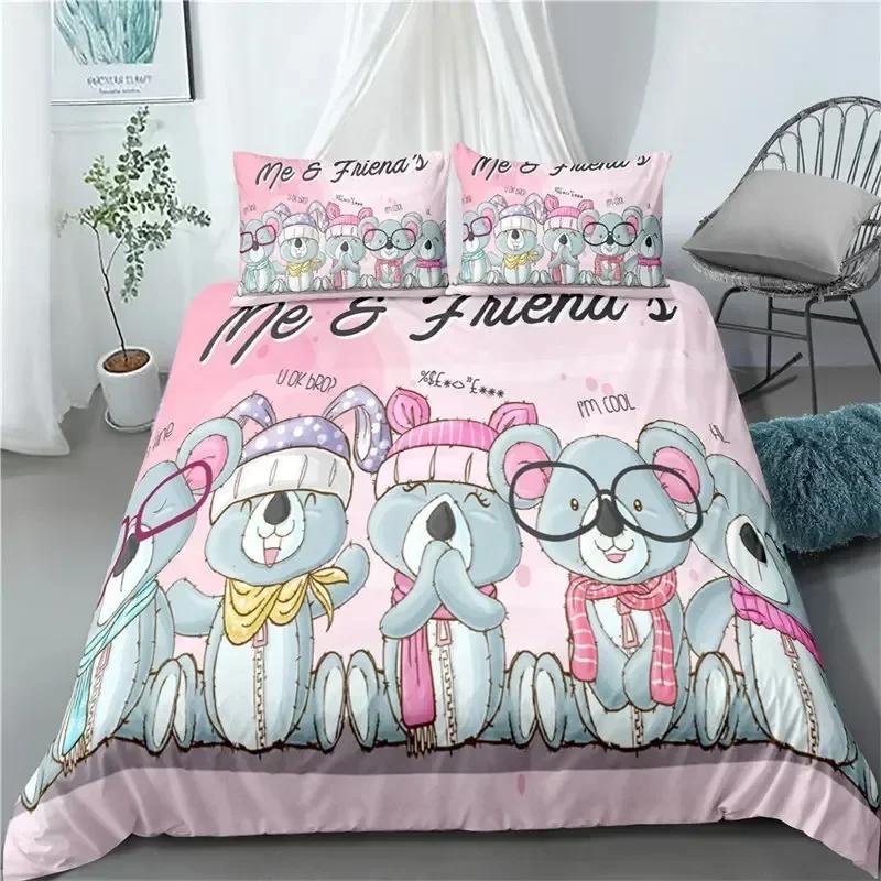 Comforter Luxury New 3D Print Cartoon Koala Comfortable Duvet Bedding Set Children Bedroom Decoration Home Textile