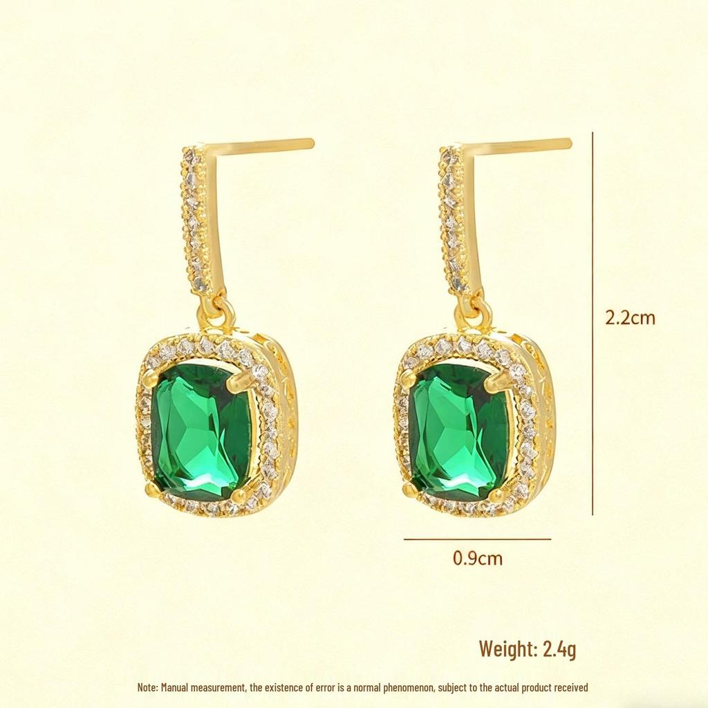 Miki 2025 Emerald Women's Fashion Earrings: Versatile, Trendy, Simple French Retro Dangle & Stud Design.