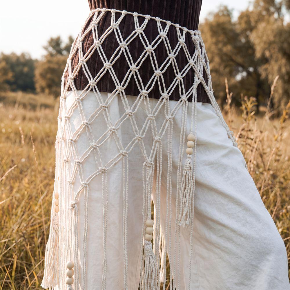 Siatkowe Paski w Stylu Bohemian Boho Plecione Paski z Frędzlami Modne Plecione Paski z Frędzlami Dekoracja Sukienki